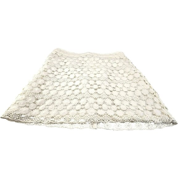 White Lace Mini Skirt By H&M Divided Size 2 Floral Crochet Womens JJ3935 - Picture 4 of 8